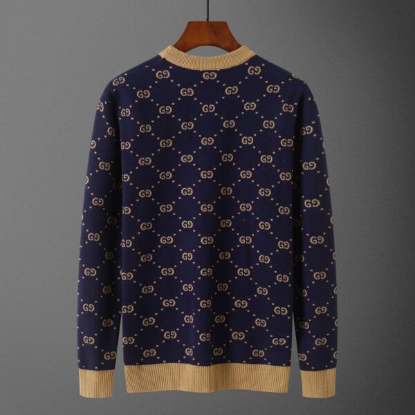 Gucci Metallic Jacquard-Knit Sweatshirt Navy Blue For Men