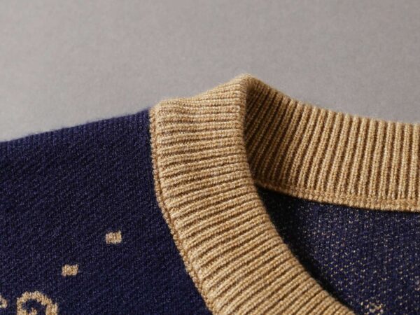 Gucci Metallic Jacquard-Knit Sweatshirt Navy Blue For Men