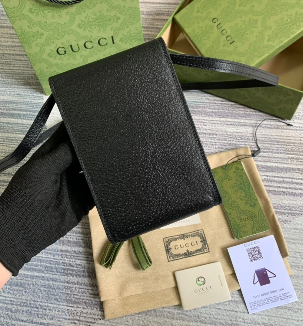 1:1 Replica Gucci Mini Bag With Double G Black For Men 7.1in/18cm GG