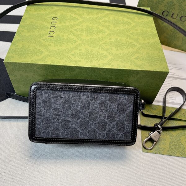 1:1 Replica Gucci Mini Bag With Interlocking G Black GG Supreme Canvas For Women 9in/23cm GG