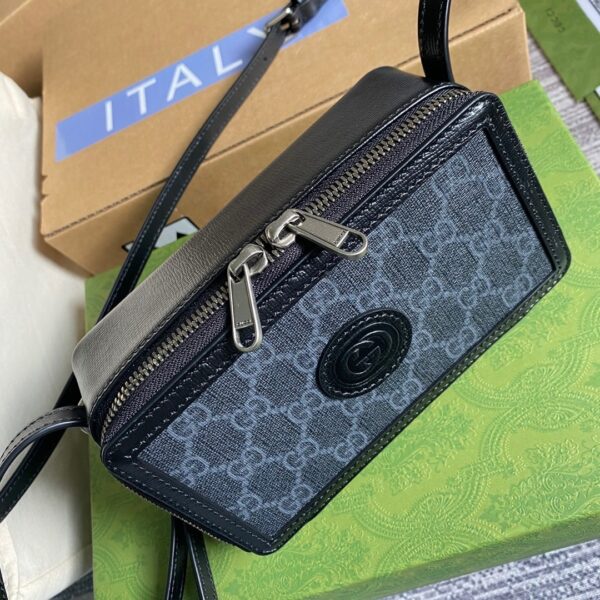 1:1 Replica Gucci Mini Bag With Interlocking G Black GG Supreme Canvas For Women 9in/23cm GG
