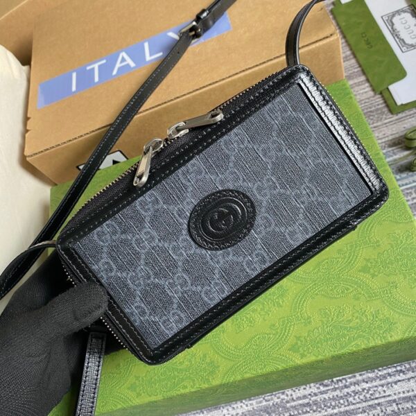 1:1 Replica Gucci Mini Bag With Interlocking G Black GG Supreme Canvas For Women 9in/23cm GG