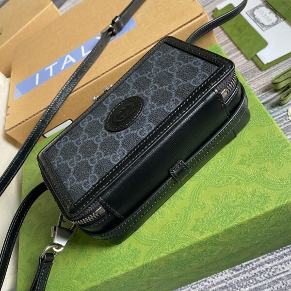 1:1 Replica Gucci Mini Bag With Interlocking G Black GG Supreme Canvas For Women 9in/23cm GG