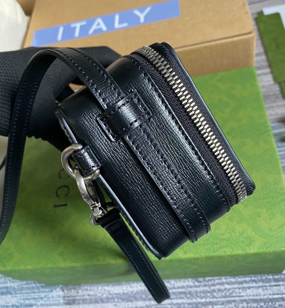 1:1 Replica Gucci Mini Bag With Interlocking G Black GG Supreme Canvas For Women 9in/23cm GG