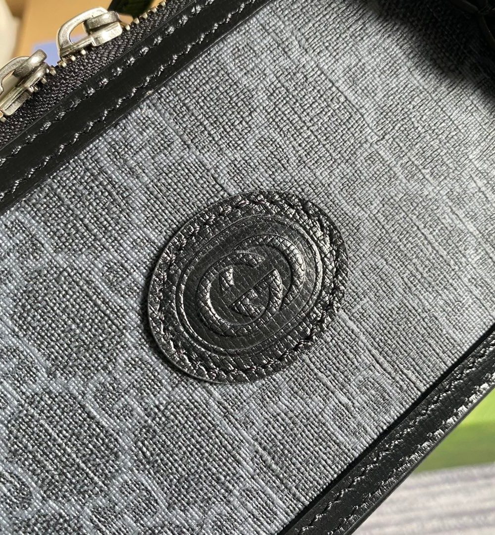 1:1 Replica Gucci Mini Bag With Interlocking G Black GG Supreme Canvas For Women 9in/23cm GG