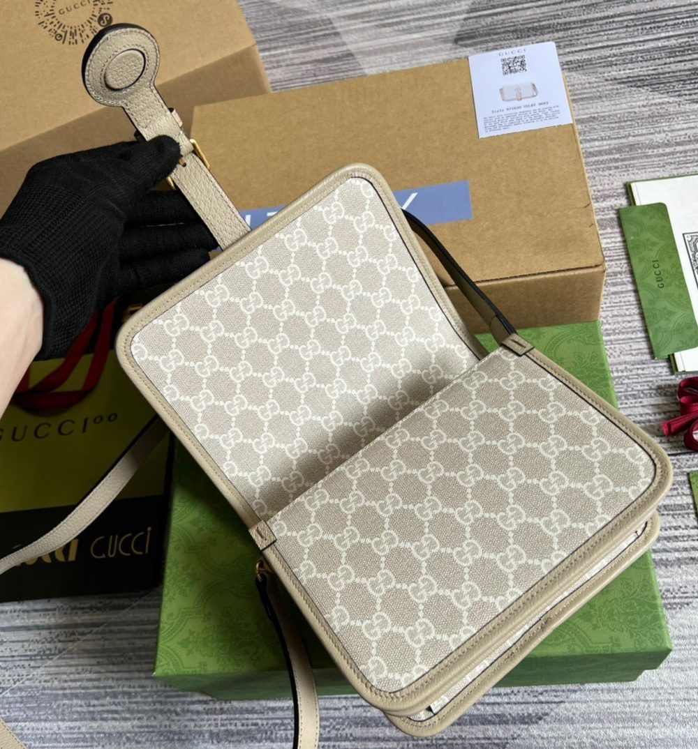 1:1 Replica Gucci Mini Shoulder Bag With Interlocking G Beige For Women, Women's Bags 7.9in/20cm GG ‎671620 UULBT 9683