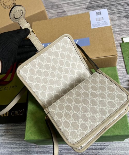 1:1 Replica Gucci Mini Shoulder Bag With Interlocking G Beige For Women, Women's Bags 7.9in/20cm GG ‎671620 UULBT 9683
