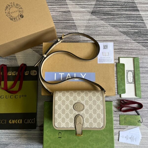1:1 Replica Gucci Mini Shoulder Bag With Interlocking G Beige For Women, Women's Bags 7.9in/20cm GG ‎671620 UULBT 9683