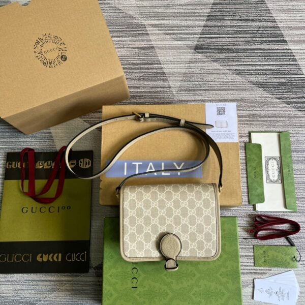 1:1 Replica Gucci Mini Shoulder Bag With Interlocking G Beige For Women, Women's Bags 7.9in/20cm GG ‎671620 UULBT 9683