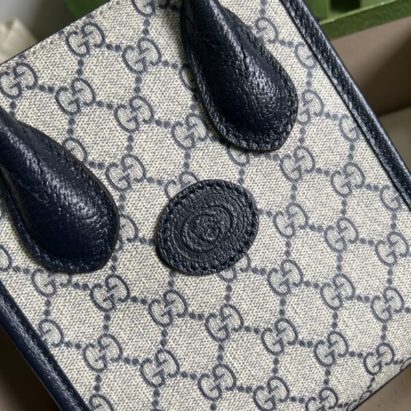 1:1 Replica Gucci Mini Tote Bag With Interlocking G Beige And Blue GG Supreme Canvas For Women 7.8in/20cm 671623 K9GSN 4075