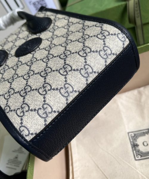 1:1 Replica Gucci Mini Tote Bag With Interlocking G Beige And Blue GG Supreme Canvas For Women 7.8in/20cm 671623 K9GSN 4075