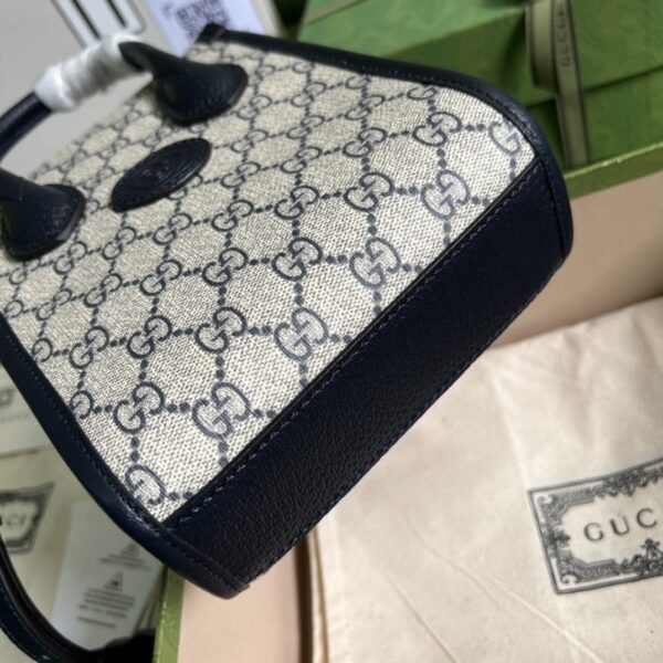 1:1 Replica Gucci Mini Tote Bag With Interlocking G Beige And Blue GG Supreme Canvas For Women 7.8in/20cm 671623 K9GSN 4075