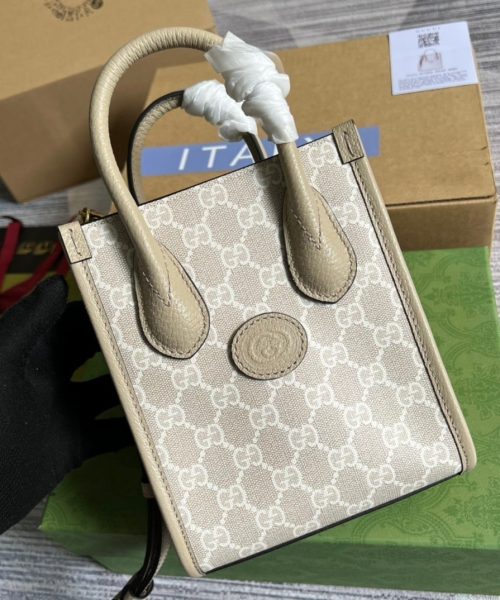 1:1 Replica Gucci Mini Tote Bag With Interlocking G Beige For Women, Women's Bags 7.8in/20cm GG ‎671623 UULBT 9683