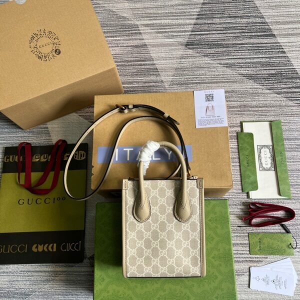 1:1 Replica Gucci Mini Tote Bag With Interlocking G Beige For Women, Women's Bags 7.8in/20cm GG ‎671623 UULBT 9683