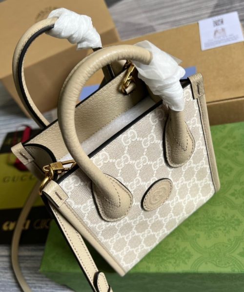 1:1 Replica Gucci Mini Tote Bag With Interlocking G Beige For Women, Women's Bags 7.8in/20cm GG ‎671623 UULBT 9683
