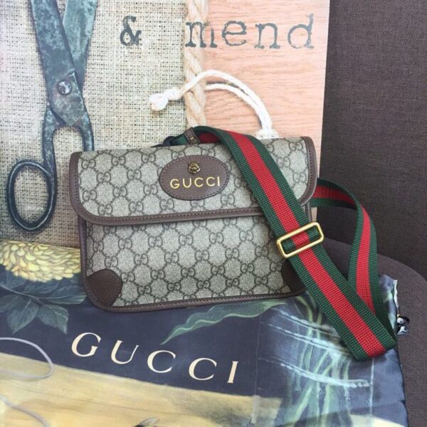 1:1 Replica Gucci Neo Vintage GG Supreme Belt Bag Beige/ebony GG Supreme Canvas With Brown For Women 9.4in/24cm GG 493930 9C2VT 8745