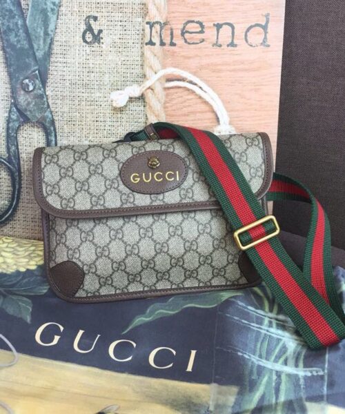 1:1 Replica Gucci Neo Vintage GG Supreme Belt Bag Beige/ebony GG Supreme Canvas With Brown For Women 9.4in/24cm GG 493930 9C2VT 8745