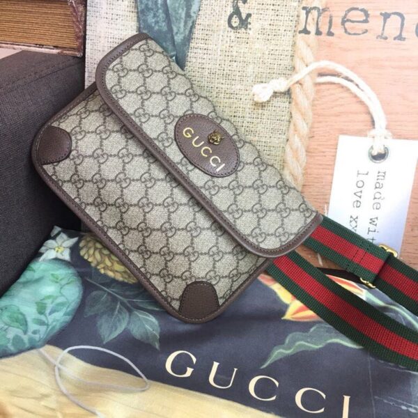 1:1 Replica Gucci Neo Vintage GG Supreme Belt Bag Beige/ebony GG Supreme Canvas With Brown For Women 9.4in/24cm GG 493930 9C2VT 8745