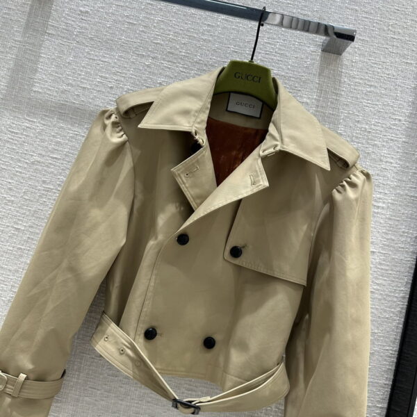 Gucci Olivea Croptop Trench Coat Brown For Women