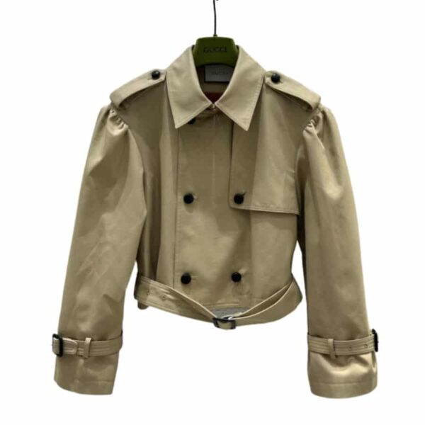 Gucci Olivea Croptop Trench Coat Brown For Women