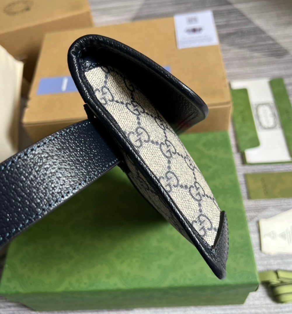 1:1 Replica Gucci Ophidia Belt Bag Beige And Blue GG Supreme Canvas For Men  8.7in/22cm GG 674081 96IWN 4076
