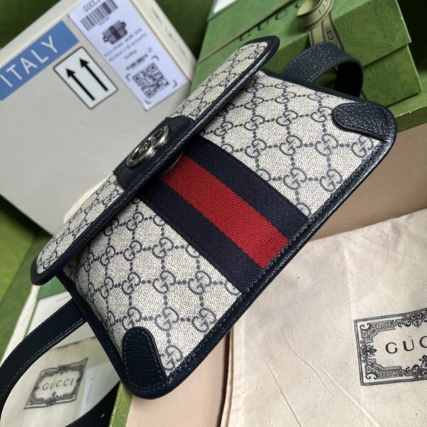 1:1 Replica Gucci Ophidia Belt Bag Beige And Blue GG Supreme Canvas For Men 9in/22cm GG 674081 96IWN 4076