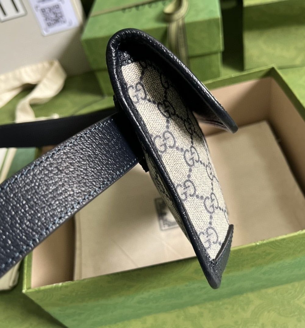 1:1 Replica Gucci Ophidia Belt Bag Beige And Blue GG Supreme Canvas For Men 9in/22cm GG 674081 96IWN 4076