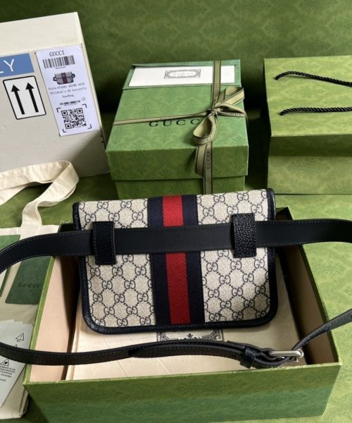 1:1 Replica Gucci Ophidia Belt Bag Beige And Blue GG Supreme Canvas For Men 9in/22cm GG 674081 96IWN 4076