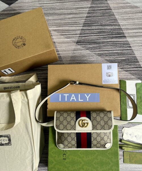1:1 Replica Gucci Ophidia Belt Bag Beige And Ebony GG Supreme Canvas, A Material With Low Environmental Impact For Men  8.7in/22cm GG 674081 96IWT 9794