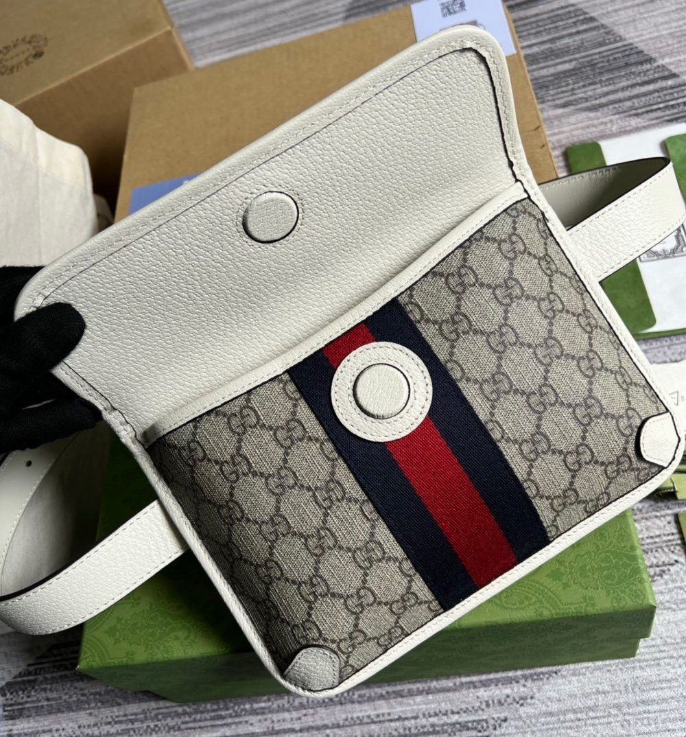 1:1 Replica Gucci Ophidia Belt Bag Beige And Ebony GG Supreme Canvas, A Material With Low Environmental Impact For Men  8.7in/22cm GG 674081 96IWT 9794