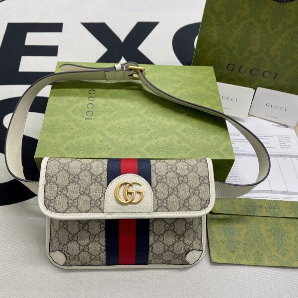 1:1 Replica Gucci Ophidia Belt Bag Beige And Ebony GG Supreme Canvas, A Material With Low Environmental Impact For Men  8.7in/22cm GG 674081 96IWT 9794