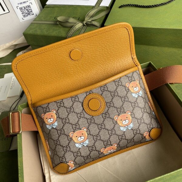 1:1 Replica Gucci Ophidia Belt Bag Beige And Orange GG Supreme Canvas For Women  8.7in/22cm GG  ‎