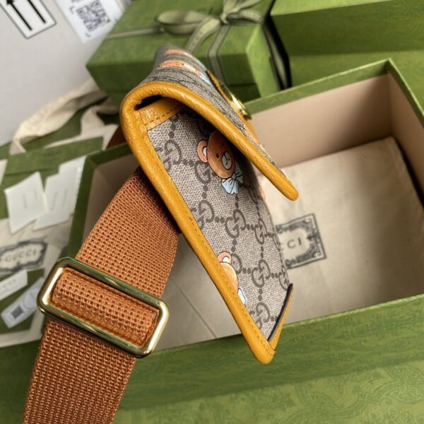 1:1 Replica Gucci Ophidia Belt Bag Beige And Orange GG Supreme Canvas For Women  8.7in/22cm GG  ‎