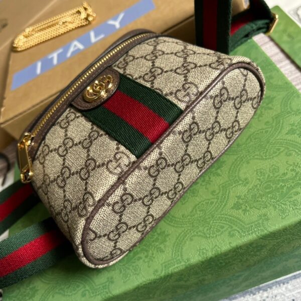 1:1 Replica Gucci Ophidia Belt Bag With Web Beige/Ebony Soft GG Supreme Canvas  For Men 7.1in/18cm GG 699765 96IWG 8745