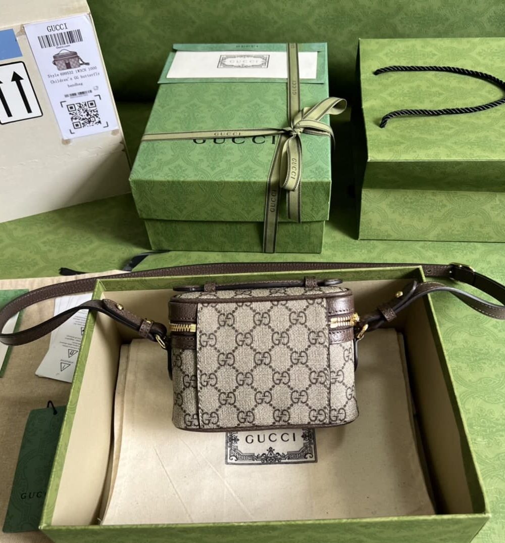 1:1 Replica Gucci Ophidia Cosmetic Case Brown For Women 15.5cm / 6.1in