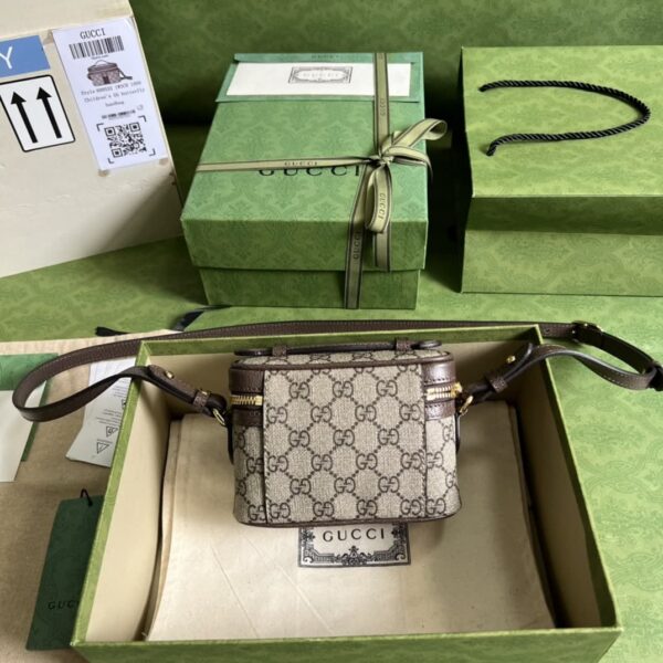 1:1 Replica Gucci Ophidia Cosmetic Case Brown For Women 15.5cm / 6.1in