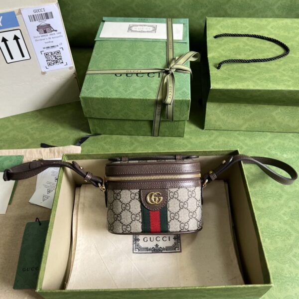 1:1 Replica Gucci Ophidia Cosmetic Case Brown For Women 15.5cm / 6.1in
