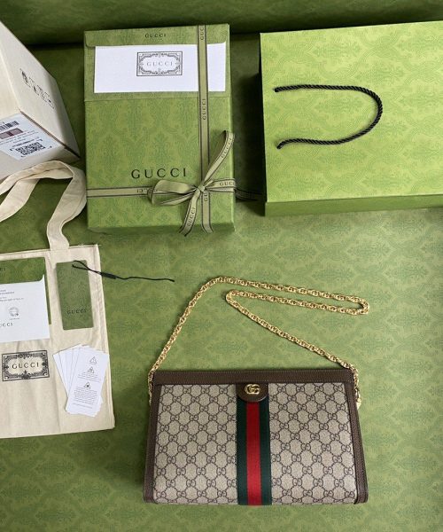 1:1 Replica Gucci Ophidia GG Medium Shoulder Bag Beige/Ebony GG Supreme Canvas Green And Red Web For Women 13in/32.5cm GG 503876 K05NG 8745