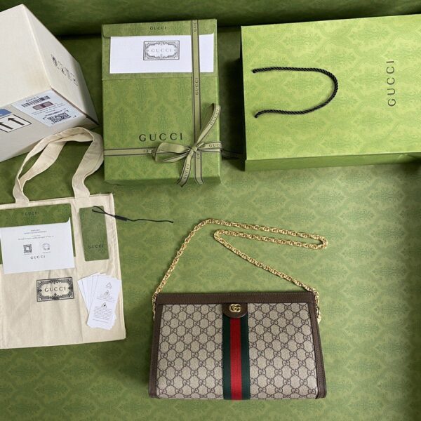 1:1 Replica Gucci Ophidia GG Medium Shoulder Bag Beige/Ebony GG Supreme Canvas Green And Red Web For Women 13in/32.5cm GG 503876 K05NG 8745