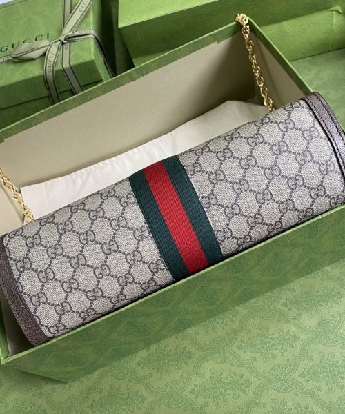 1:1 Replica Gucci Ophidia GG Medium Shoulder Bag Beige/Ebony GG Supreme Canvas Green And Red Web For Women 13in/32.5cm GG 503876 K05NG 8745