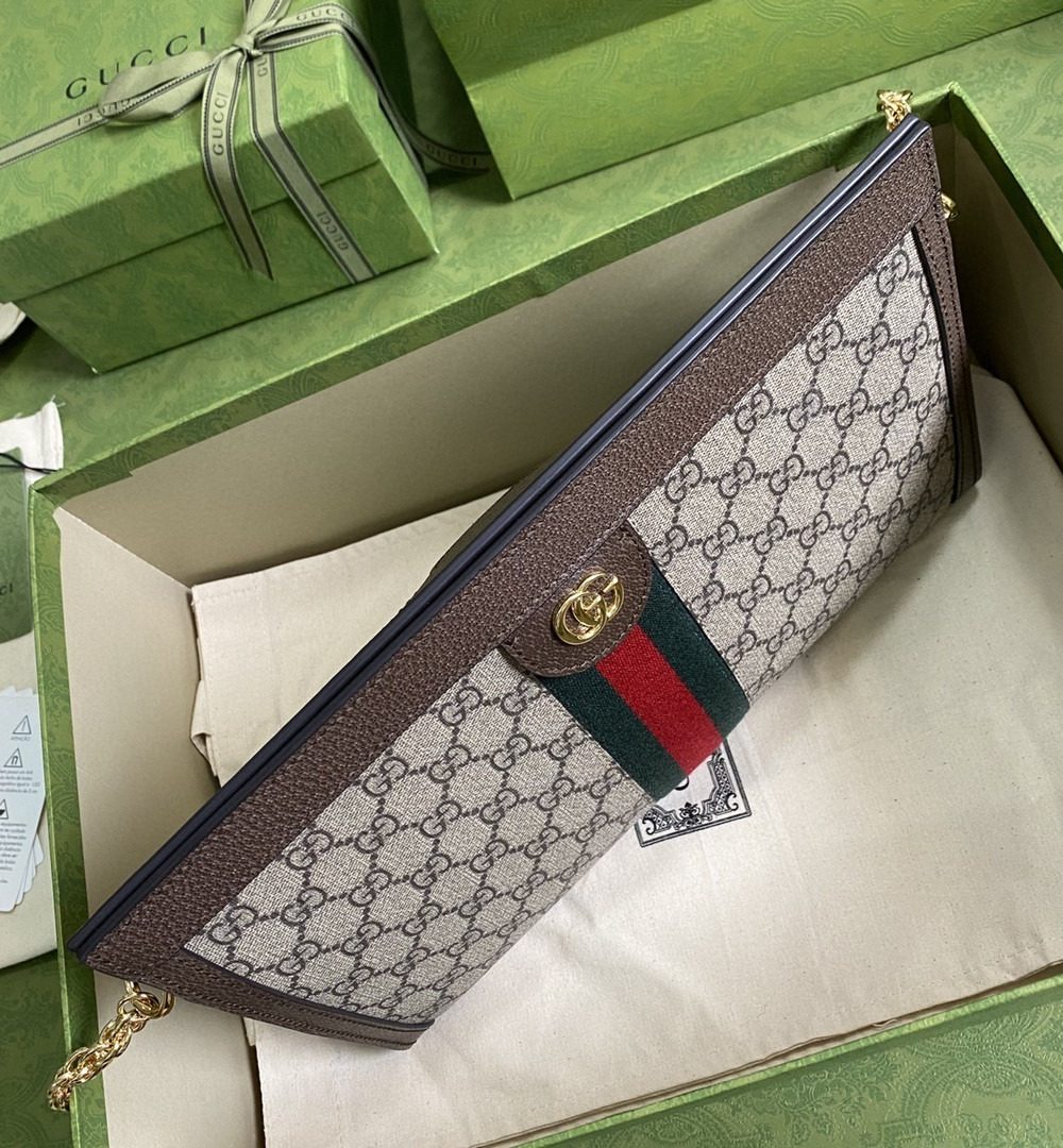 1:1 Replica Gucci Ophidia GG Medium Shoulder Bag Beige/Ebony GG Supreme Canvas Green And Red Web For Women 13in/32.5cm GG 503876 K05NG 8745