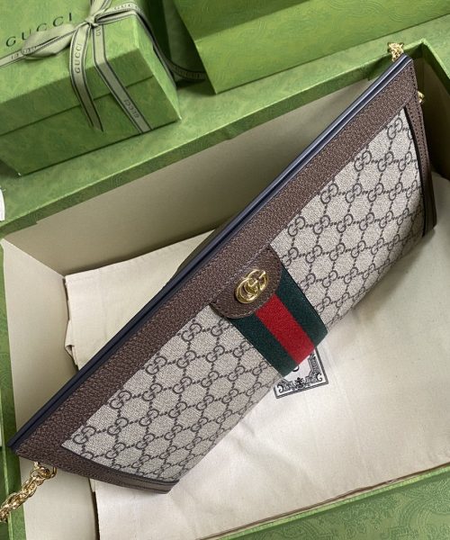 1:1 Replica Gucci Ophidia GG Medium Shoulder Bag Beige/Ebony GG Supreme Canvas Green And Red Web For Women 13in/32.5cm GG 503876 K05NG 8745