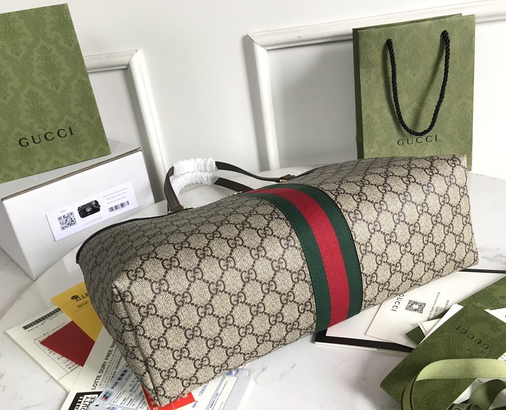 1:1 Replica Gucci Ophidia GG Medium Tote Bag Beige/Ebony GG Supreme Canvas And Brown For Women 15in/38cm 631685 96IWB 8745