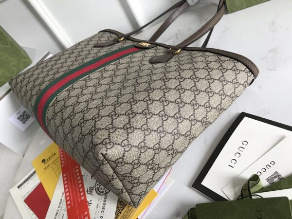1:1 Replica Gucci Ophidia GG Medium Tote Bag Beige/Ebony GG Supreme Canvas And Brown For Women 15in/38cm 631685 96IWB 8745