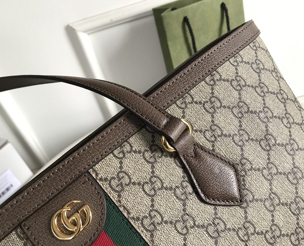 1:1 Replica Gucci Ophidia GG Medium Tote Bag Beige/Ebony GG Supreme Canvas And Brown For Women 15in/38cm 631685 96IWB 8745