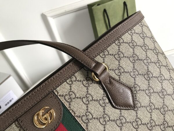 1:1 Replica Gucci Ophidia GG Medium Tote Bag Beige/Ebony GG Supreme Canvas And Brown For Women 15in/38cm 631685 96IWB 8745