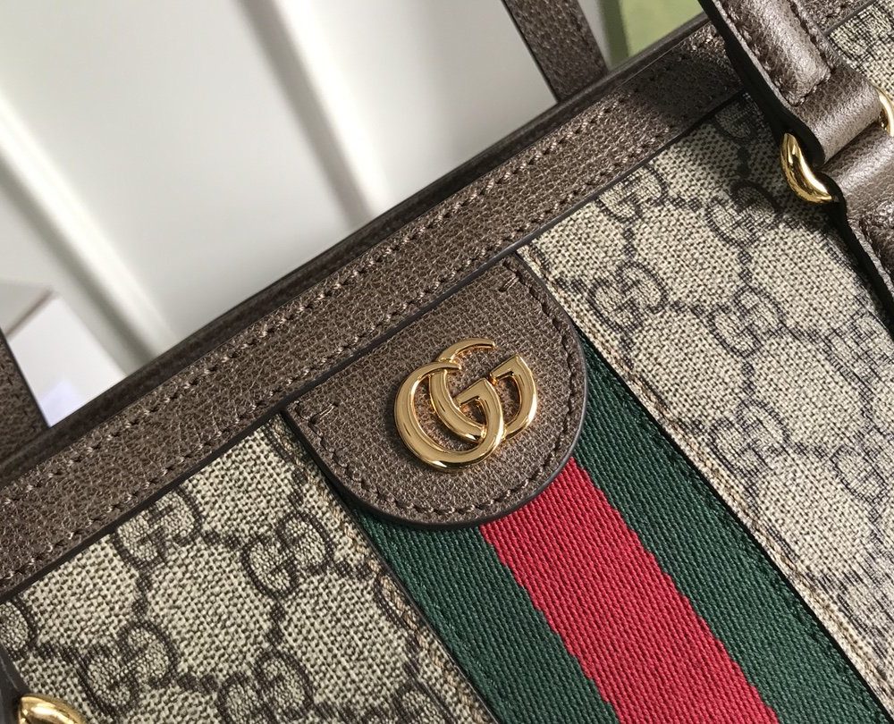 1:1 Replica Gucci Ophidia GG Medium Tote Bag Beige/Ebony GG Supreme Canvas And Brown For Women 15in/38cm 631685 96IWB 8745