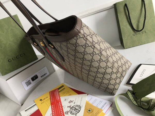 1:1 Replica Gucci Ophidia GG Medium Tote Bag Beige/Ebony GG Supreme Canvas And Brown For Women 15in/38cm 631685 96IWB 8745