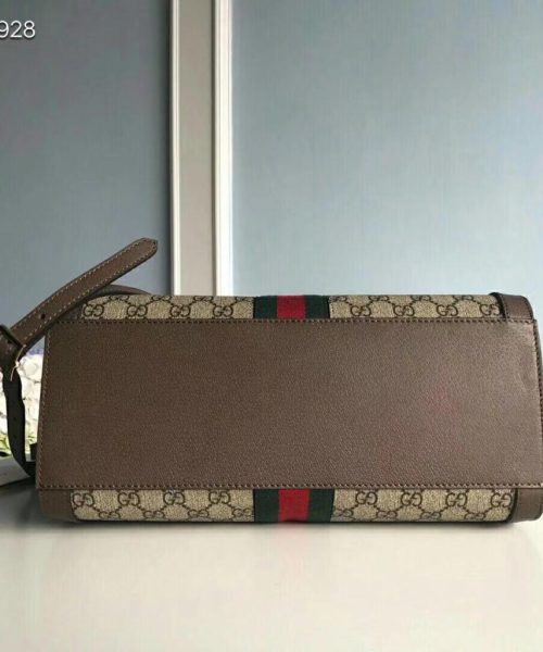 1:1 Replica Gucci Ophidia GG Medium Tote Bag Beige/Ebony GG Supreme Canvas With Brown For Women 13in/33cm GG 524537 K05NB 8745