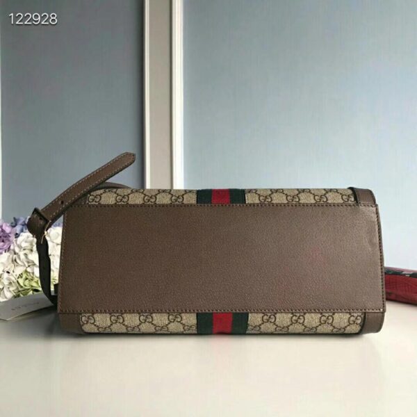 1:1 Replica Gucci Ophidia GG Medium Tote Bag Beige/Ebony GG Supreme Canvas With Brown For Women 13in/33cm GG 524537 K05NB 8745